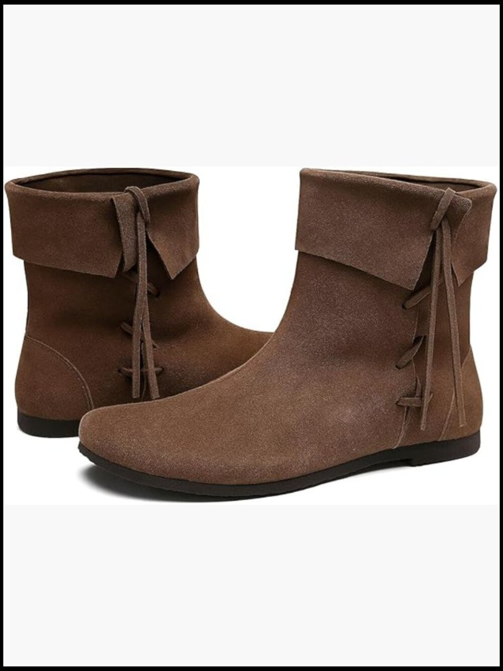 Medieval Suede Leather Ankle Boots Cosplay Renaissance SCA LARP Unisex Shoes
